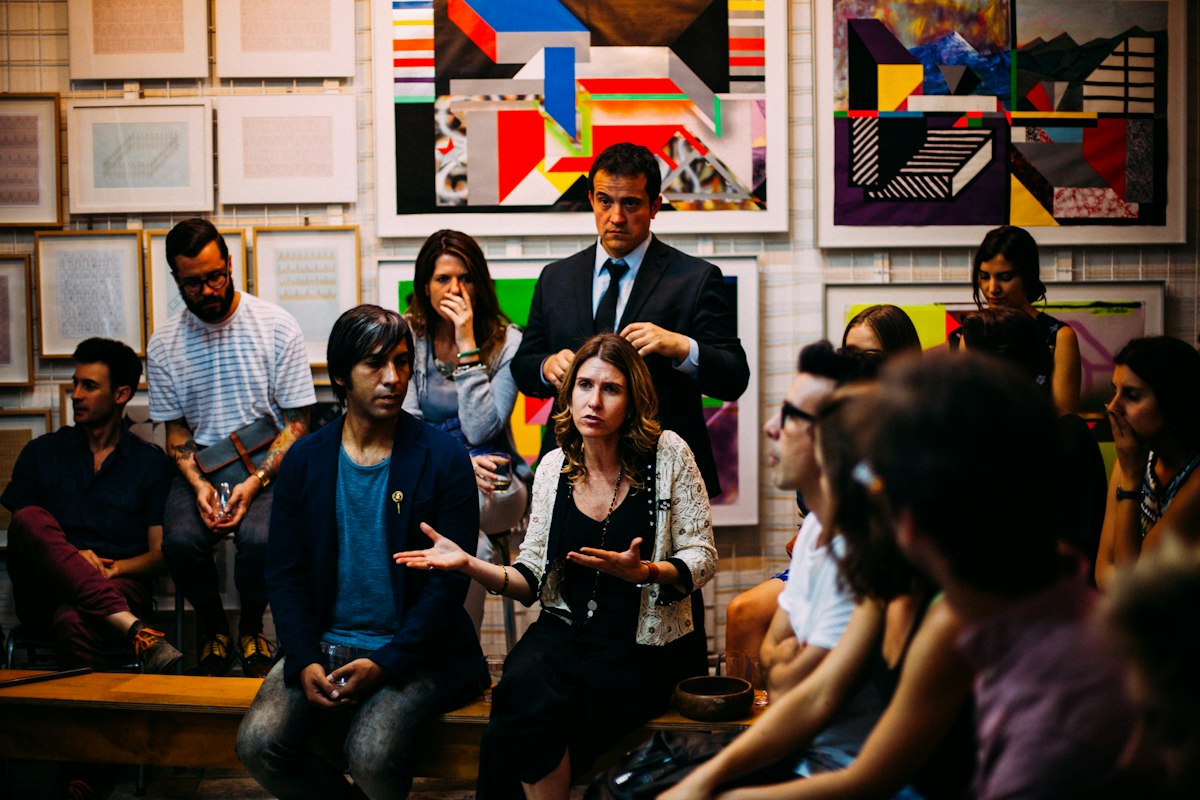 Small industry roundtable discussion at a Vancouver networking event